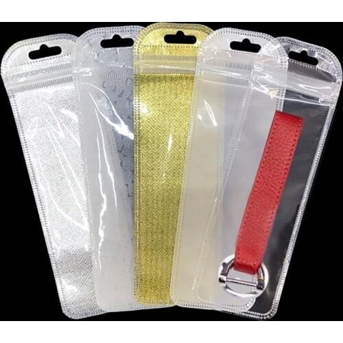 50Pcs/Lot Long Plastic Ziplock Package Bag Pens Leather Keychain Watch Band Jewelry Pouch Self Sealing Makeup Brush Packing Bags