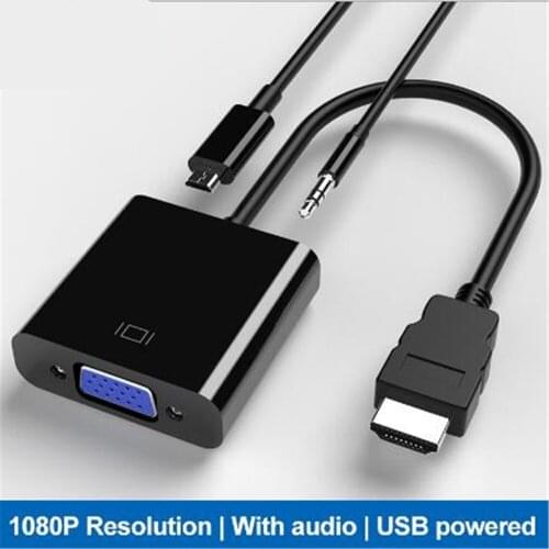 HDMI to VGA Adapter Male To Famale Converter for PS4 1080P HDMI-VGA Adapter With Video Audio Cable Jack HDMI VGA For PC TV Box