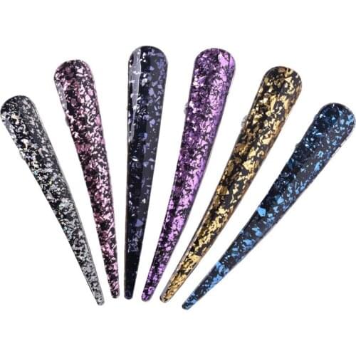 Acrylic Shiny Powder Inlaid Hair Clips Ox Horn Shaped Hair Clamp Hairpins Hair Grips for Women Girls Hair Accessories Headwear