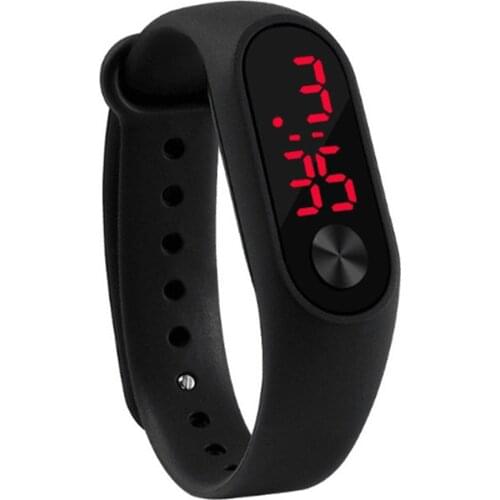 Fashion Outdoor Simple Sports Red LED Digital Bracelet Watch Men Women Colorful Silicone Watches Kids Children Wristwatch Gift