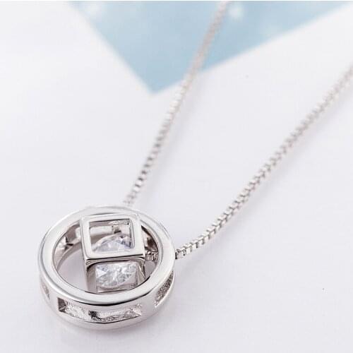 DreamySky Hot Selling Pure Silver Color Circle Zircon Necklaces For Women Jewelry Collar Colar Free Shipping