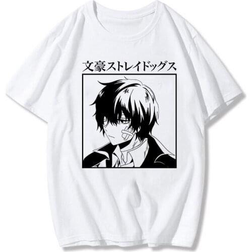 Japanese Anime Bungou Stray Dogs T Shirt Men Kawaii Summer Tops Cartoon Graphic Tees Harajuku Unisex Fashion Tshirt Male tops