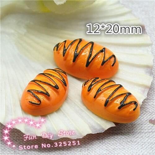 Resin bread flat back cabochon crafts for decoration 12*20mm