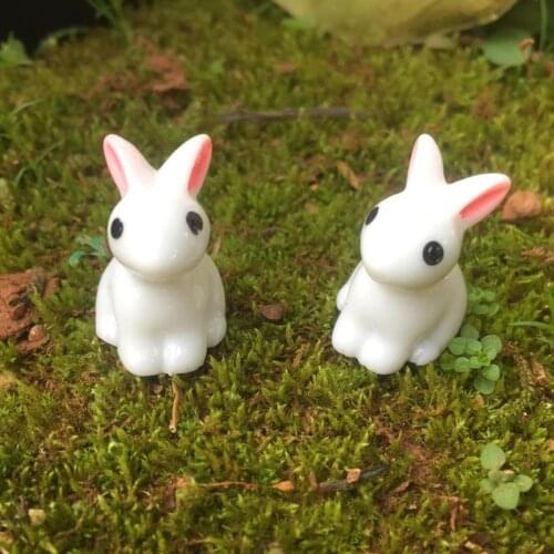 Mini Rabbit Garden Ornament Miniature Figurine Plant Pot Fairy Synthetic Resin Hand-painted Rabbit Decoration Kids Gift