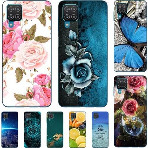 Fashion Flower Case For Samsung Galaxy A12 A125F A42 5G A425 F62 M62 E625F Cover Soft Silicone Cat Printing Capa Back Coque
