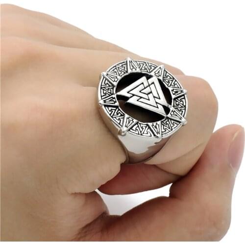 Fashion Men Odin Symbol Norse Viking Mens Boys Stainless Steel Biker Ring For Punk Men Jewelry