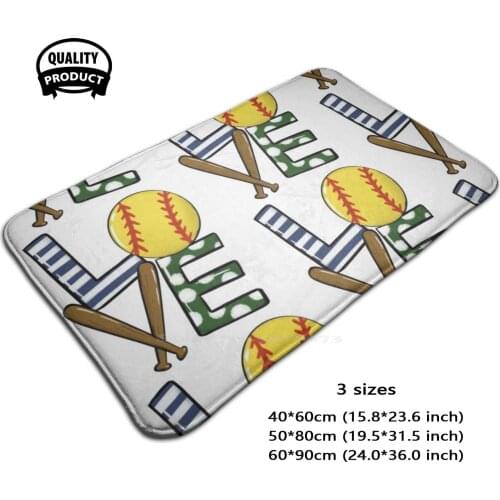 Softball Love Door Mat Foot Pad Home Rug Sport Ball Game Team Baseball Bat Cool For Kids For Girl For Team For Boy Baseball Mom