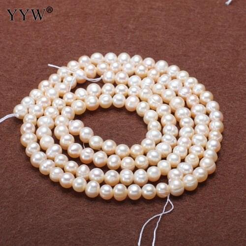 Good Quality Natural Pink 5-6mm 10x7cm Cultured Potato Freshwater Pearl Beads 14" for DIY Bracelet Necklace Jewelry Making