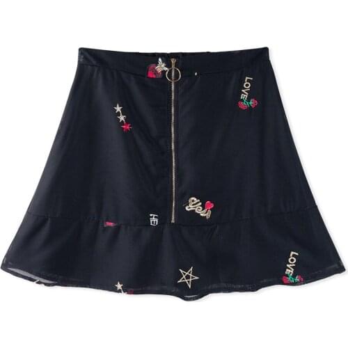 Neatie kiddie Summer Fashion Mesh Zipper Skirt Letter Heart Embroidery High Waist A-line Skirt Women Clothes