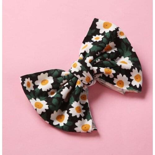 New Baby Bow Hair Clip Floral Printing Big Bows Hairpin For Children Cotton Barrette Kids School Girls Vocation Hair Accessories