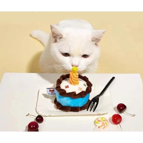 NEW! Pet Dog Molar Toy Plush Birthday Cake Squeaky Toys Playing Interactive Bite Resistant Chew Cupcake Stuffed Cats Dogs Toys