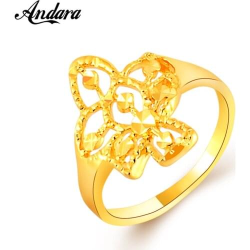 New Hot Jewelry Leaves Ring For Women Yellow Gold Color High Quality Holiday Gifts Ring Wholesale Big Promotions JR075