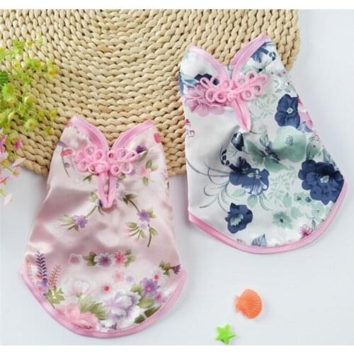 New Year Dog Clothes Summer Dog Vest Cat Puppy Clothing Cheongsam Tang Suit Yorkie Clothes Poodle Small Dog Costume Apparel