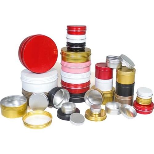 New Colorful Red Gold Blue White Aluminum Jars Pot 5g 10g 15g 20g 30g 50g 60g Metal Refillable Makeup Cosmetic Cream Containers