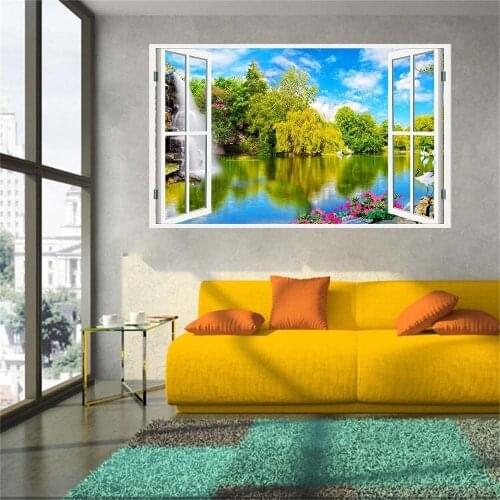 New Product 3D Windows Decal Wall Sticker Home Decor Water Falls Art Wallpaper Mural Gift Home Decal Gift