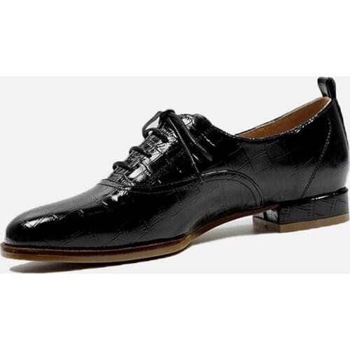 GUIDIBASIC Oxfords Women Genuine Cow Leather 2021 Autumn Lace-Up Round Toe Thick Heel Platform Shoes
