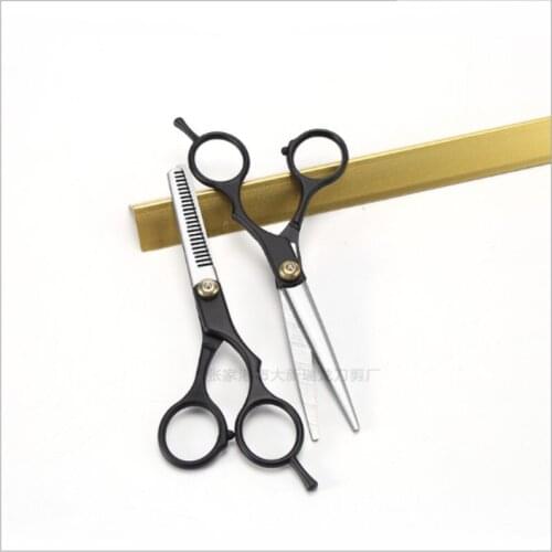 Black paint left barber hand scissors high quality professional barber hairdressing scissors thinning scissors 100sets