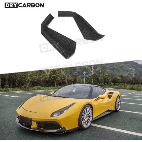 Dry Carbon Fiber Front Lip Splitters Flaps For Ferrari 488 GTB 2015-2018 2 PCS/Set Front Bumper Mouldings Fender Covers