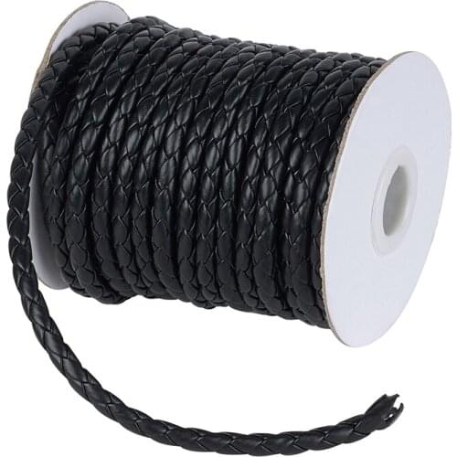 Pandhall Braided Imitation Leather Cord Round Folded PU Leather for DIY Jewelry Making Necklaces Bracelets about 10yards/roll