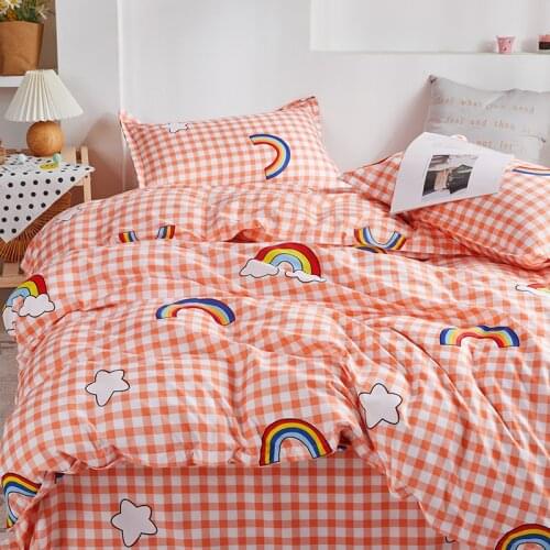 New Simple Comfortable Bedding Sets Cute Bed Sheet For Kids Girls Student Flat Bed Duvet Cover Sheets Pillowcase Full Queen Size