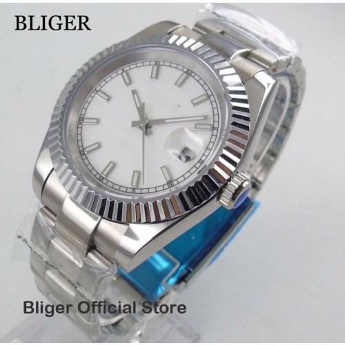 Luxury Fashionable 40MM Nolog Sterial White Big Face Dial Mens Watch Miyota Automatic Watch Men
