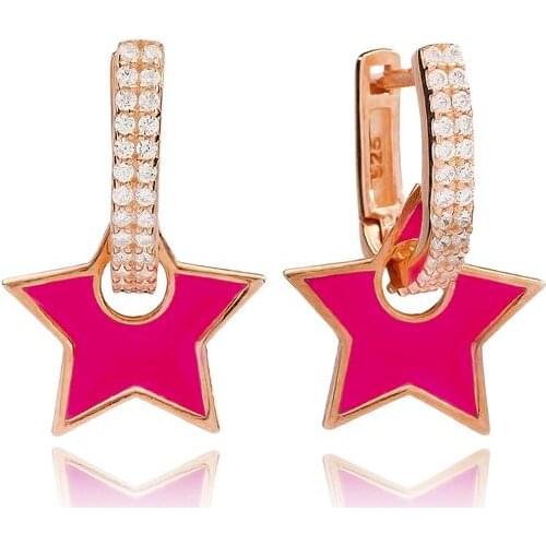 Christmas gift new fashion jewelry pink yellow blue enamel heart charm dangle earring