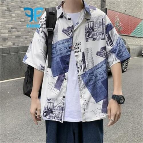 FAVRE Casual Shirts Summer Men Short Sleeve Fashion Shirt Floral Hawaiian Beachwear