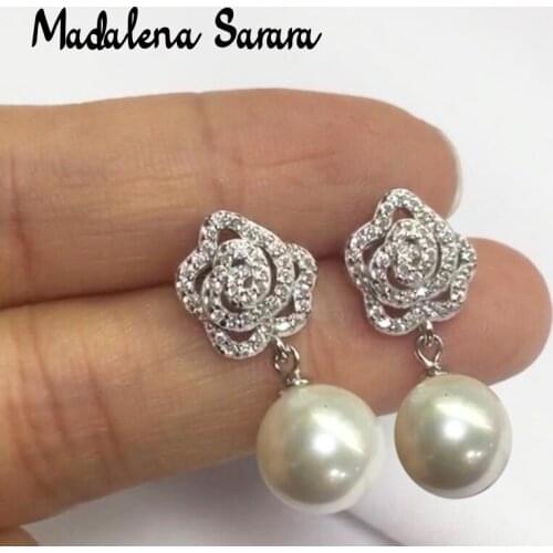 MADALENA SARARA AAA 7-8mm freshwater pearl S925 sterling silver Flower earrings customized