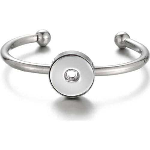 SG0061 New Simple 316L stainless steel snap Bangles Bracelets 60mm fit 18MM snap buttons wholesale