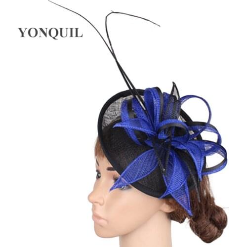 Sinamay Women Event Fashion Wedding Fascinator Hats Fascinating Sinamay Ostrich Quill Adorn Millinery Hair Accessory SYF267