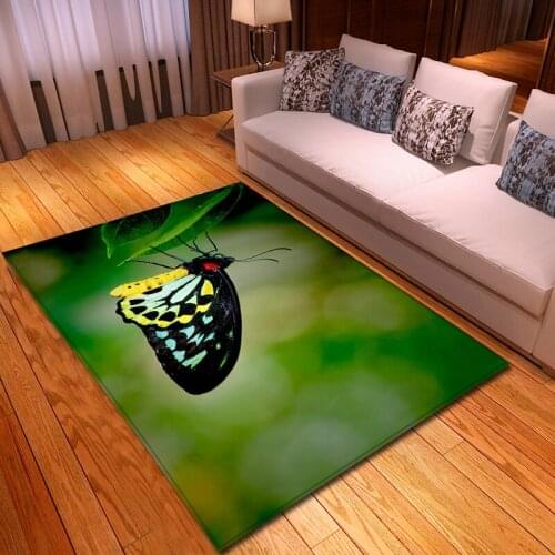 Nordic Carpets Soft Flannel 3D Printed Butterfly Area Rugs Parlor Mat Rugs Anti-slip Large Rug Carpet for Living Room Decor