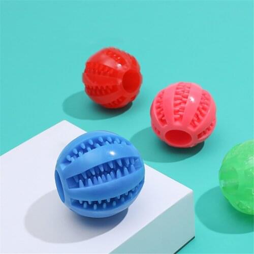 Dog Chew Rubber Ball Pet Interactive Training Leakage Food Treat Balls Puppy Cleaning Teeth Molar Bite Toy Soft Dogs Biting Toys