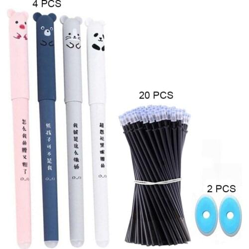 26-piece set of blue black erasable gel pen cute cartoon mouse panda pig gel pen school office supplies stationery gift 0.35mm