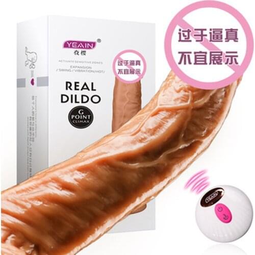 Telescopic Swing Realistic Dildos For Women Masturbation Soft Real Penis Remote Heating With Suction Cup Dildo Vibrator Sex toys