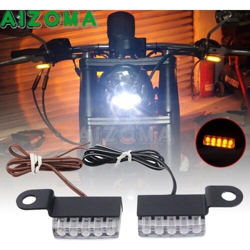 Universal Street Bike ATV Mini LED Front Rear Mini LED Turn Signal Indicators Flashing Blinker Light For Harley Cafe Racer Honda