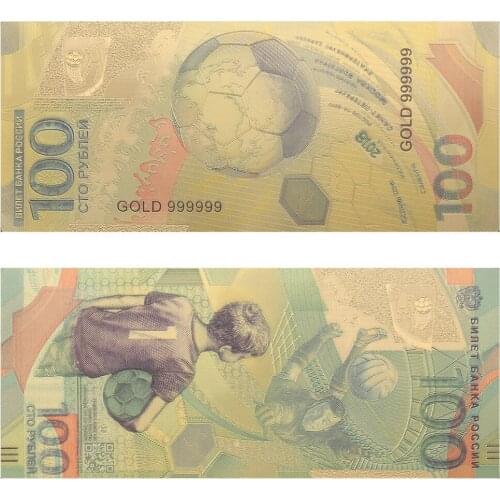 VNFURU New Products For 2018 Russia World Cup 100 Rubles Tickets in 24k Gold Plated as Souvenir Gift for Collection Gift