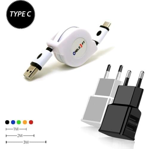 2m 3m USB Type C Retractable Cable For samsung A50 S10 S9 S10E Huawei p20 p30 mate20 mate10 oneplus 7 pro Phone Charger CABLE