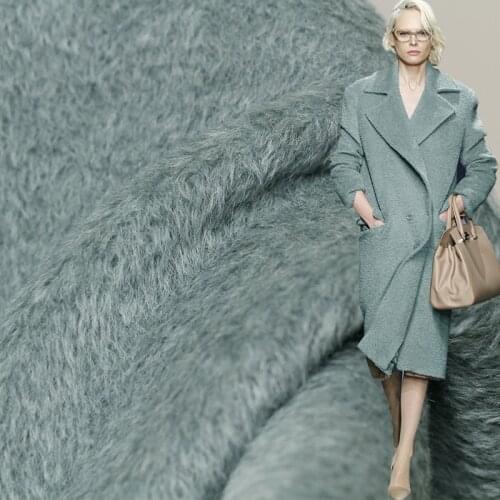 White Waxberry Green Suri Alpaca Curly Wool Fabrics Garment Maerials Winter Women Overcoat Sewing Cloth Tailor Freeshipping