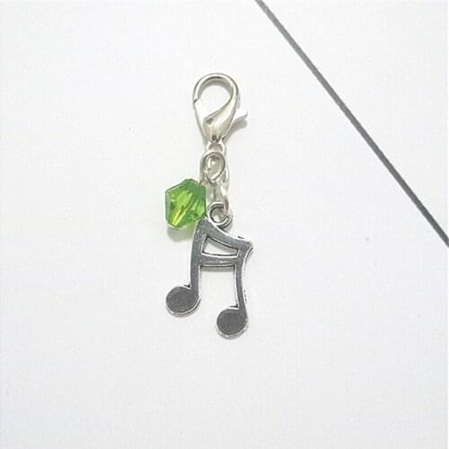 1pcs Music Note Keychain Zipper Pull with Birthstone Tiny Music Note Clip on Charm Music Note Jewelry