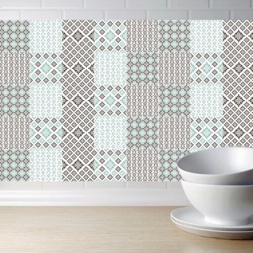 Retro Tiles Wall Stickers for Bathroom Kitchen Decoration Adhesive Waterproof PVC Wall Stickers Waist Line 20x100cm 1 pcs