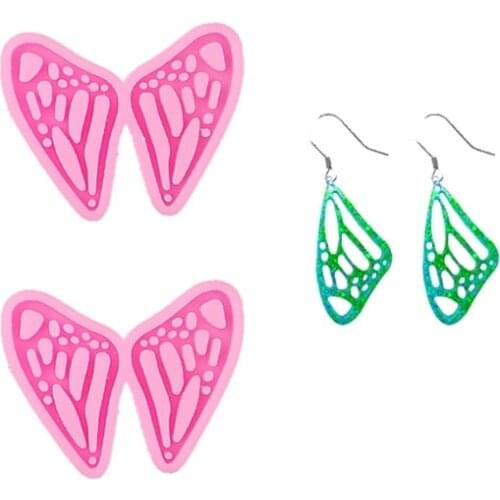 2 Pcs Wing Pendant Epoxy Resin Mold Earrings Necklace Keychain Silicone Mould DIY Crafts Jewelry Ornaments Casting Tools T21F