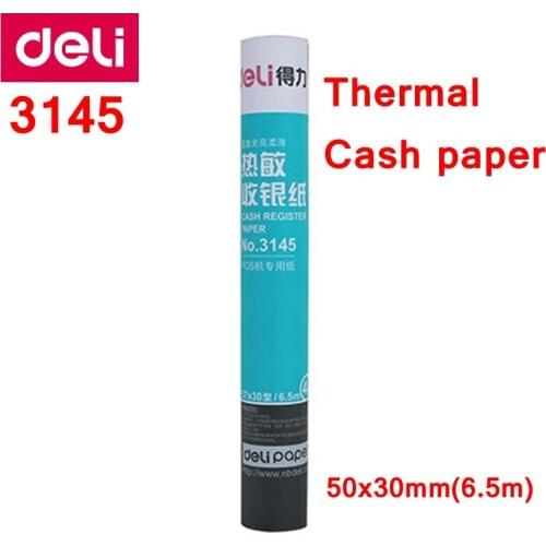 20 ROLL/LOT Deli 3145 Cash register Paper roll 50x30mmx5.6m thermal paper heat sensitive paper thermal Cash paper