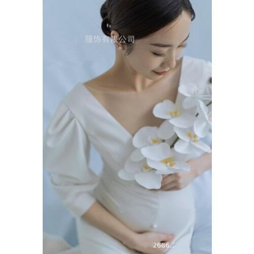 2021 Maternity Photography Props Pregnancy Clothes Maxi Maternity photography Dress Cotton Maternity Dress For photography Props