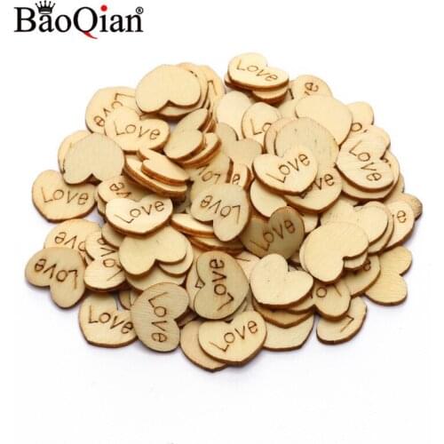 50pcs Mini Wooden Love Heart Scrapbooking Decorate Wooden Confetti Table Scatter Wedding Home Decoration DIY Craft Supplies