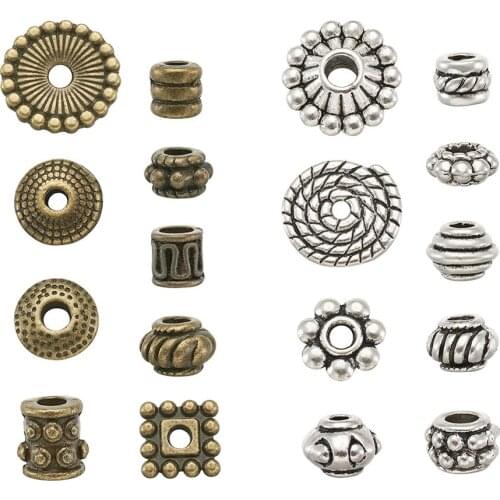 540pcs/Set Tibetan Style Loose Metal Bead Spacers Charms for Jewelry Bracelet Making Findings Accessories Mixed Shapes and Color