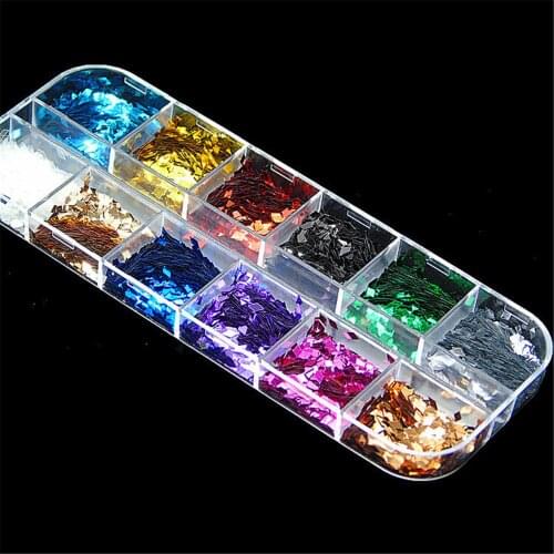 12 Colors Nail Art Acrylic 3D Rhombus Glitter Shape Sequins Powder Charm Glitter Flakes Nails Accessoires Eyeshadow Makeup Tools