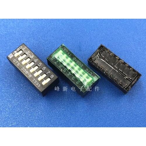 American keyboard dial code switch 8P8 bit flat dial toggle switch code 2.54MM black 208-8