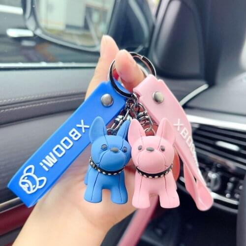 New Creative Personality Method Dog Fight Keychain Car Key Cartoon Bulldog Key Chain Pendant Bag Ornaments