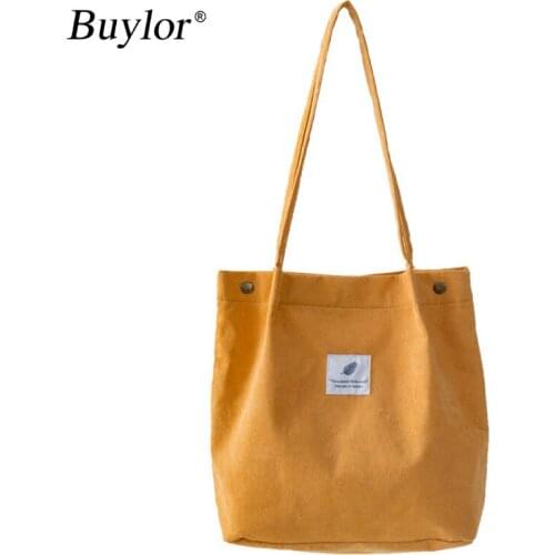 Buylor Handbags for Women Casual Corduroy Shoulder Bag Canvas Tote Bag Large Capacity Crossbody Bag Reusable Bag Books Bag