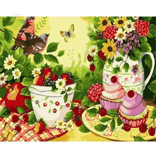 CraftArtGo Painting By Numbers Food painting On Canvas HandPainted Gift Picture By Number Waterfall Kits Home Decoration